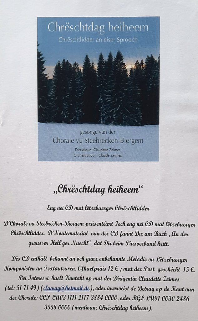  19/12/2014 CD "Chrëschtdag heiheem" 