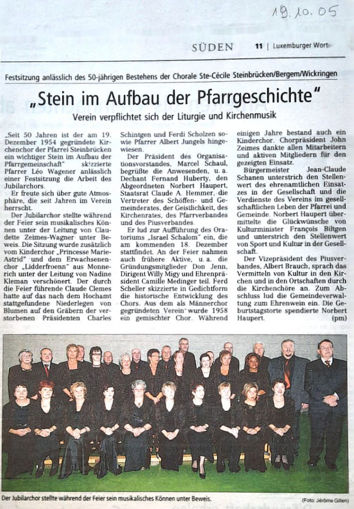 19/10/2005 Festlechkeeten 50 Joer vun onser Chorale