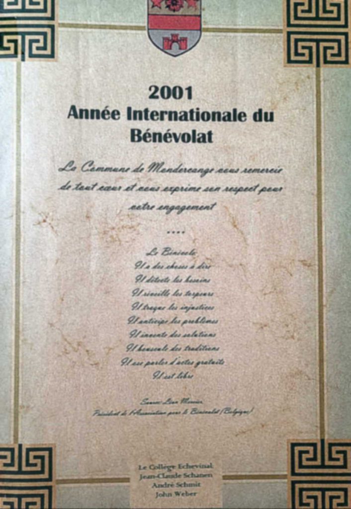 2001 Bénévolat